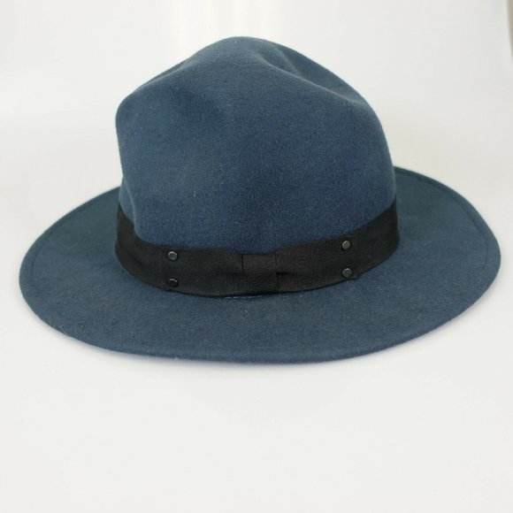 C.C Women's 100% Wool Navy Blue Fedora Hat OS‎ Classic Suede Genuine Felted Fur - Picture 1 of 8
